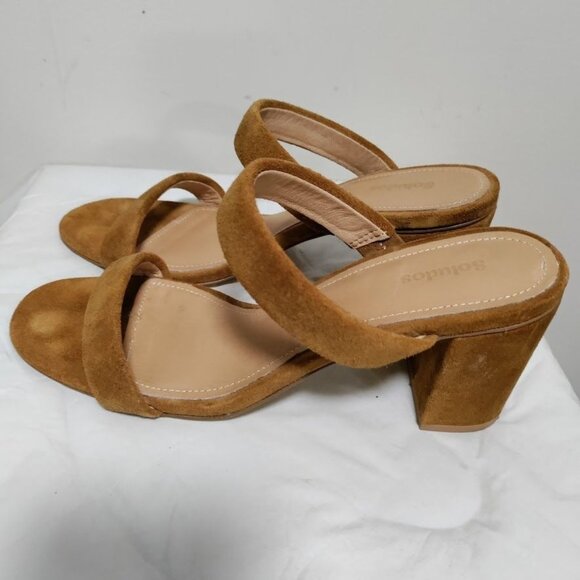 Soludos Suede Boho Festival Block Heels Slip On Ines Heel Walnut Womens Size 8.5 - Picture 4 of 6